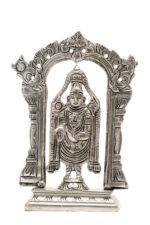 Brass Silver-Coated Superfine Tirupati Balaji Idol- With Frame - 8 Inches - Image 3