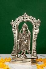 Brass Silver-Coated Superfine Tirupati Balaji Idol- With Frame - 8 Inches - Image 2