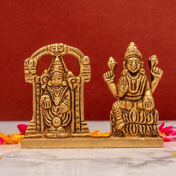 Lord Superfine Tirupati with Goddess Laxmi - Detailed Carving - 2.5 Inch