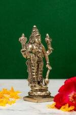 Brass Silver-Coated Superfine Standing Lord Vishnu Idol- 4.35 Inches - Image 4