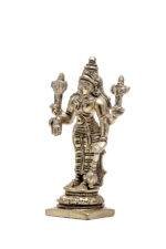 Brass Silver-Coated Superfine Standing Lord Vishnu Idol- 4.35 Inches - Image 7