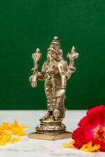 Brass Silver-Coated Superfine Standing Lord Vishnu Idol- 4.35 Inches - Image 2