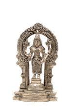 Brass Silver-Coated Superfine Standing Lord Vishnu Idol - With Frame - 6.70 Inches - Image 8