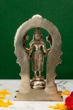 Brass Silver-Coated Superfine Standing Lord Vishnu Idol - With Frame - 6.70 Inches - Image 3