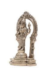 Brass Silver-Coated Superfine Standing Lord Vishnu Idol - With Frame - 6.70 Inches - Image 7
