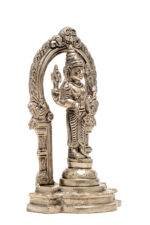 Brass Silver-Coated Superfine Standing Lord Vishnu Idol - With Frame - 6.70 Inches - Image 6