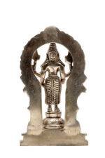 Brass Silver-Coated Superfine Standing Lord Vishnu Idol - With Frame - 6.70 Inches - Image 5