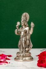 Brass Silver-Coated Superfine Standing Lord Vishnu Idol- 6 Inches - Image 2
