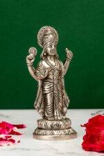 Brass Silver-Coated Superfine Standing Lord Vishnu Idol- 6 Inches - Image 4