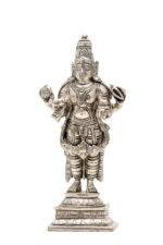 Brass Silver-Coated Superfine Standing Lord Vishnu Idol- 6 Inches - Image 9