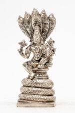 Brass Silver-Coated Superfine Vishnu Laxmi Idol on Sheshnag - 5.50 Inches - Image 7