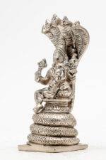 Brass Silver-Coated Superfine Vishnu Laxmi Idol on Sheshnag - 5.50 Inches - Image 6