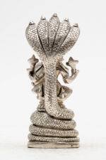Brass Silver-Coated Superfine Vishnu Laxmi Idol on Sheshnag - 5.50 Inches - Image 8