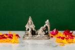 Brass Silver-Coated Superfine Vishnu Laxmi Idol on Sheshnag - Miniature - 2 Inches - Image 3