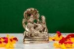 Brass Silver-Coated Superfine Vishnu Laxmi Idol on Sheshnag - 3.15 Inches - Image 4