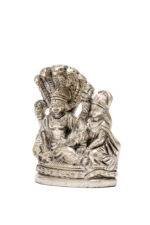 Brass Silver-Coated Superfine Vishnu Laxmi Idol on Sheshnag - 3.15 Inches - Image 6