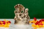 Brass Silver-Coated Superfine Vishnu Laxmi Idol on Sheshnag - 3.15 Inches - Image 2