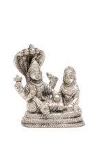 Brass Silver-Coated Superfine Vishnu Laxmi Idol on Sheshnag - 3.15 Inches - Image 8