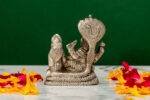 Brass Silver-Coated Superfine Vishnu Laxmi Idol on Sheshnag - 3.15 Inches - Image 3