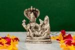 Brass Silver-Coated Superfine Vishnu Laxmi Idol on Sheshnag - 3.15 Inches - Image 2