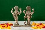 Brass Silver-Coated Superfine Standing Vishnu Laxmi Idol - 3.75 Inches - Image 3
