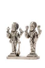 Brass Silver-Coated Superfine Standing Vishnu Laxmi Idol - 3.75 Inches - Image 5