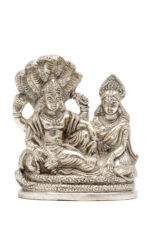 Brass Silver-Coated Superfine Vishnu Laxmi Idol on Sheshnag - 4.75 Inches - Image 8