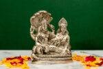 Brass Silver-Coated Superfine Vishnu Laxmi Idol on Sheshnag - 4.75 Inches - Image 4
