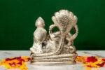 Brass Silver-Coated Superfine Vishnu Laxmi Idol on Sheshnag - 4.75 Inches - Image 3