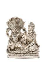 Brass Silver-Coated Superfine Vishnu Laxmi Idol on Sheshnag - 4.75 Inches - Image 7