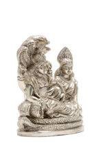 Brass Silver-Coated Superfine Vishnu Laxmi Idol on Sheshnag - 4.75 Inches - Image 6