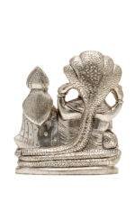 Brass Silver-Coated Superfine Vishnu Laxmi Idol on Sheshnag - 4.75 Inches - Image 5
