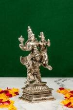Brass Silver-Coated Superfine Vishnu Laxmi Idol on Garuda - 5.5 Inches - Image 4
