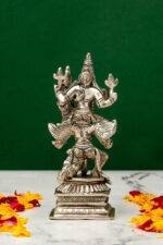 Brass Silver-Coated Superfine Vishnu Laxmi Idol on Garuda - 5.5 Inches - Image 3