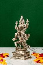 Brass Silver-Coated Superfine Vishnu Laxmi Idol on Garuda - 5.5 Inches - Image 2