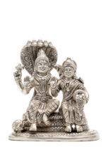 Brass Silver-Coated Superfine Vishnu Laxmi Idol on Sheshnag - 6 Inches - Image 7