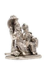 Brass Silver-Coated Superfine Vishnu Laxmi Idol on Sheshnag - 6 Inches - Image 5