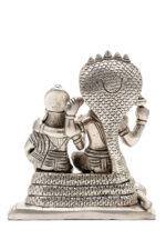 Brass Silver-Coated Superfine Vishnu Laxmi Idol on Sheshnag - 6 Inches - Image 8