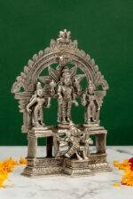 Brass Superfine Silver-Coated Vishnu Idol with Sri Devi and Bhu Devi on Garuda - 7.25 Inch - Image 4