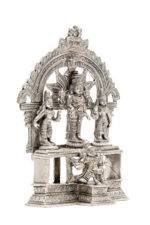 Brass Superfine Silver-Coated Vishnu Idol with Sri Devi and Bhu Devi on Garuda - 7.25 Inch - Image 5