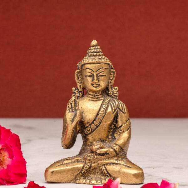 Brass Buddha Statue Miniature - Abhaya Mudra - 3 Inch
