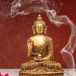 Superfine Carved Brass Buddha Statue - Abhaya Mudra - 8 Inch