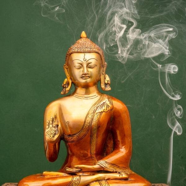 Superfine Brass Buddha Statue - Abhaya Mudra - 12 Inch