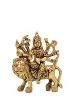 Goddess Brass Durga Idol on Lion - Ashtabhuja - 4 Inch - Image 4