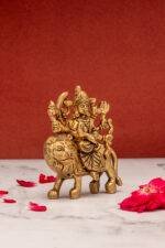 Goddess Brass Durga Idol on Lion - Ashtabhuja - 4 Inch - Image 6