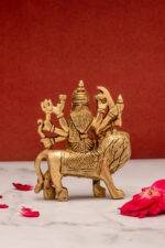 Goddess Brass Durga Idol on Lion - Ashtabhuja - 4 Inch - Image 5