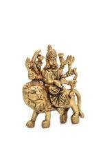 Goddess Brass Durga Idol on Lion - Ashtabhuja - 4 Inch - Image 3