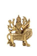 Goddess Brass Durga Idol on Lion - Ashtabhuja - 4 Inch - Image 2