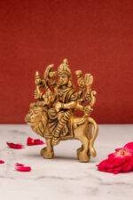 Goddess Brass Durga Idol on Lion - Ashtabhuja - 4 Inch - Image 7