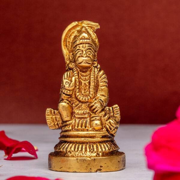 Sitting Brass Hanuman Idol Miniature - 2.5 Inch